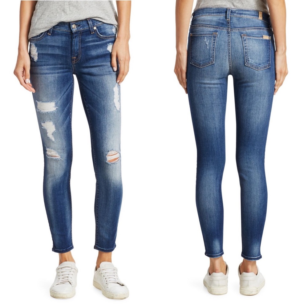 7 For All Mankind Distressed Skinny Jeans